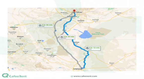How far is Isfahan from Tehran